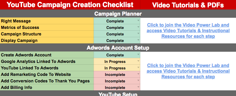 Video Campaign Planner Checklist