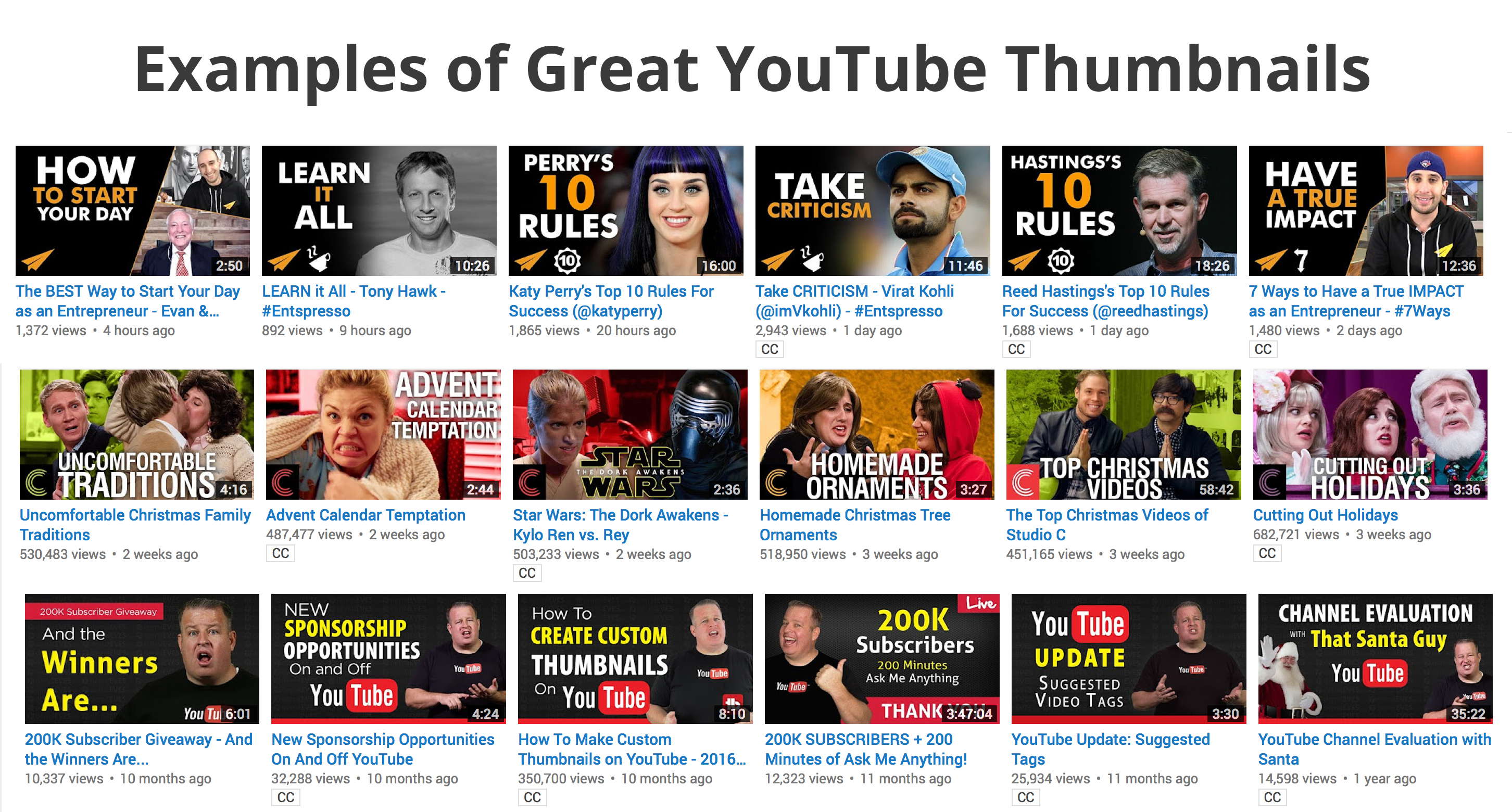 Examples of Great YouTube Thumbnails